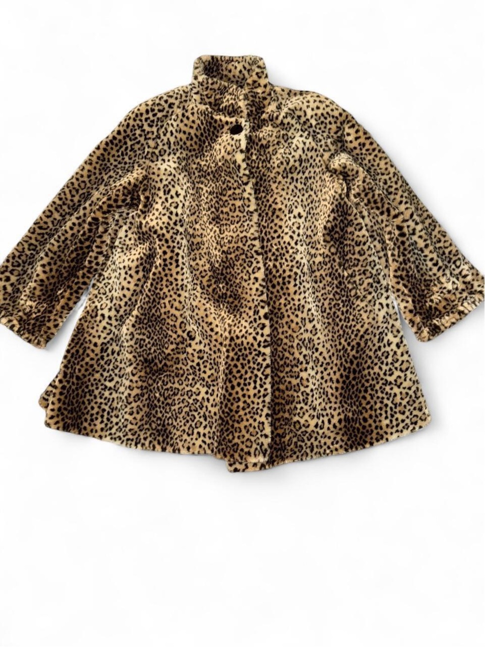 Gallery Leopard Print Faux Fur Cape Coat - Tan and Black